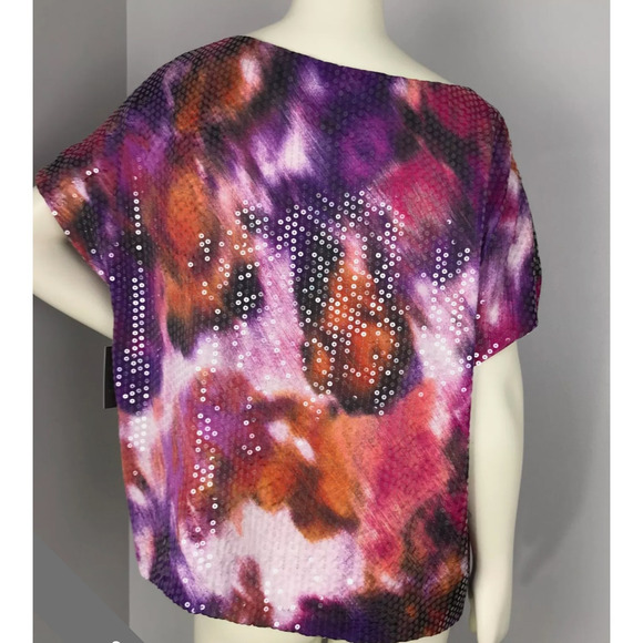 Vince Camuto Womens Multicolor Sequins Short Sleeve Top Size M - Picture 5 of 8